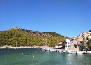 View of Assos bay with the fortress above