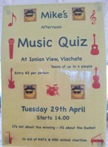Advertisement for a Quiz Night in Kefalonia
