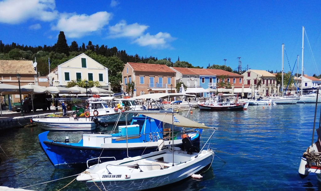 Boats in the harbour of Fiskardo, Kefalonia island