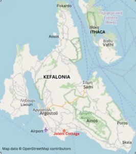 Kefalonia map with Joleni Cottage